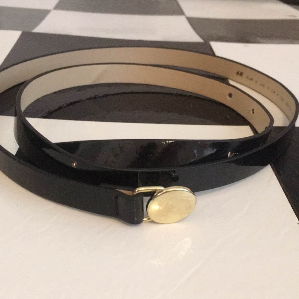 Black patent leather dress belt